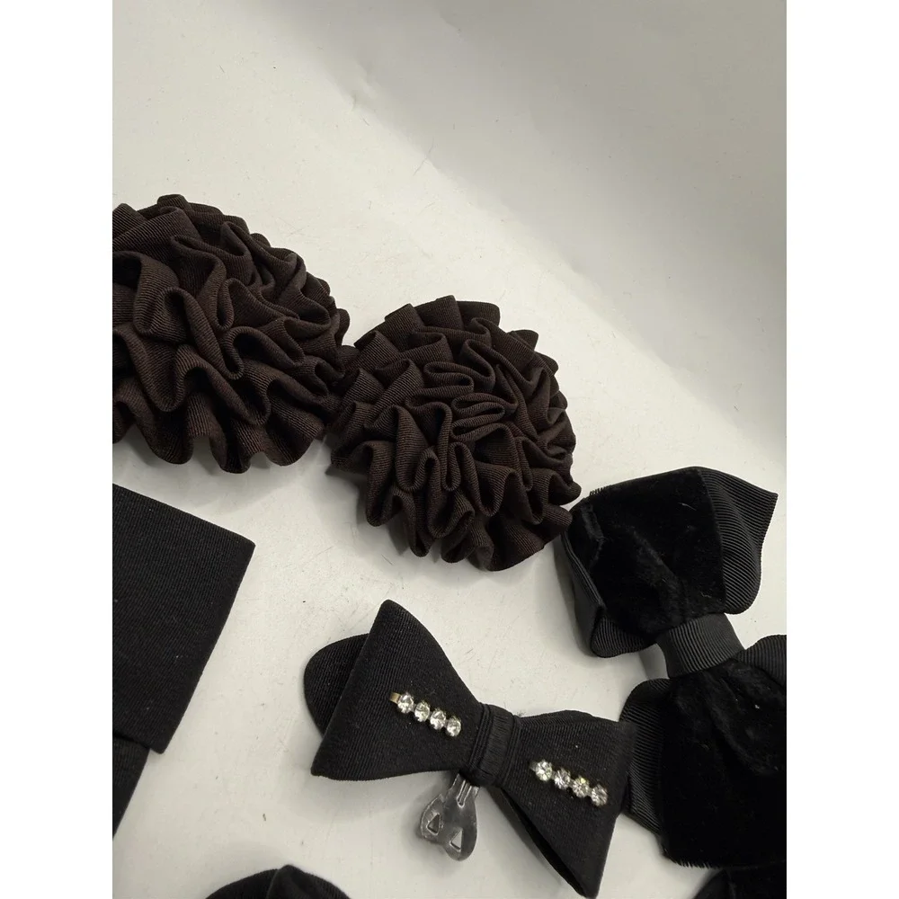 Lot of 10 Vintage Black Bows Hair Clip Barrettes Shoe Clip